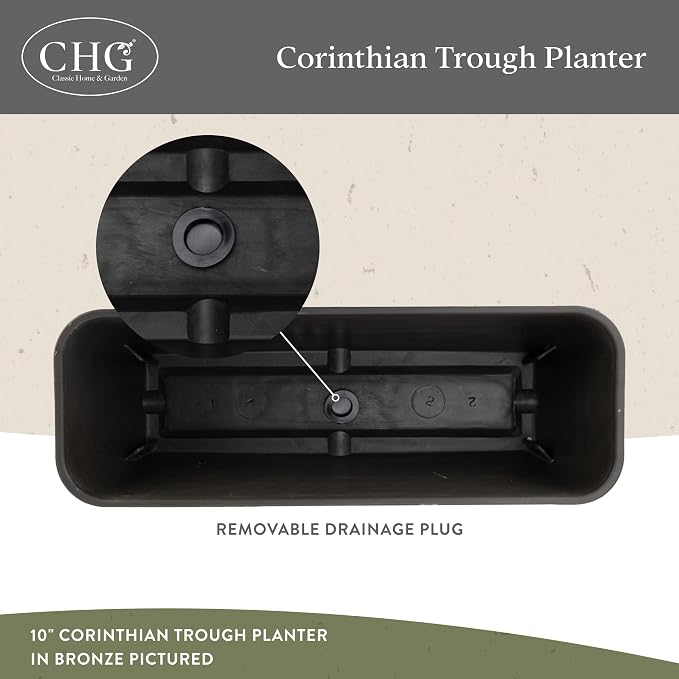 Classic Home and Garden Corinthian Rectangular Planter Box w/Drain Plug - Image 3