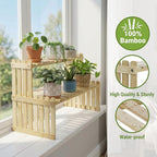 MyGift Natural Bamboo Indoor Plant Stand - Image 6