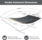 SUNCREAT Hammocks for Outside, Two Person Hammock for Patio, Dark Grey - Image 6