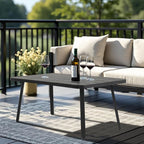 VINGLI Small Steel Outdoor Patio Coffee Table, Weather Resistant Metal Outdoor - Image 2