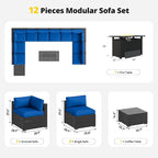 Aoxun Patio Furniture Set with Fire Pit Table, 12 Piece Outdoor Sectional Sofas - Image 7