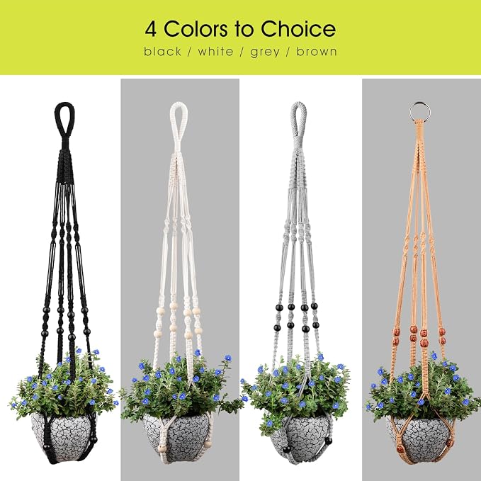 RIFNY Macrame Plant Hanger for 5 to 10 Inch Plant Pots, 35 Inch Woven Rope - Image 6