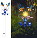 VCUTEKA Solar Lights Outdoor Metal Garden Stake Waterproof Crackle Glass Globe by VCUTEKA