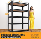 71.2" H Garage Shelving Heavy Duty Storage Shelves, Metal Adjustable Shelving - Image 3