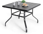 NUU GARDEN 37" Outdoor Patio Table, 4 Person Steel Slat Square Dining Table by NUUGARDENCORPORATION