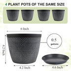 Quarut 4 Pack 6 Inch Flower Pots Planters - Image 6