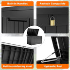 280 Gallon Resin Deck Box, Lockable Weatherproof Outdoor Storage Box - Image 5