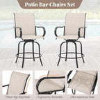 Giantex Set of 4 Swivel Outdoor Bar Stools, All-Weather Bar Height Patio Chairs - Image 5