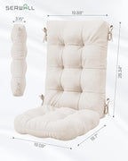 SERWALL HDPE Outdoor Rocking Chair Cushion Set of 2 Memory Foam Cushion Beige - Image 2