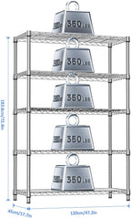 IZEUK 5-Tier Heavy Duty Metal Storage Shelving Unit, Adjustable Steel Wire Rack - Image 3