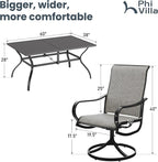 PHI VILLA 7 PCS Patio Dining Set, Rectangle Metal Table - Image 6