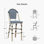 PURPLE LEAF French Bar Stool Set of 2 White Print Finish Patio Bar Stools - Image 6