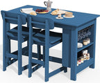 SERWALL 3-Piece Outdoor Counter Height Bar Set, HDPE Patio Bar Table - Image 2