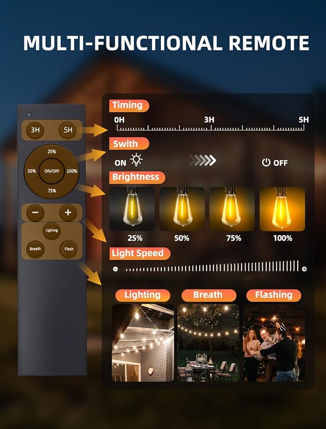 Outdoor Patio String Lights: 100Ft 30M Outside Waterproof Light - Image 6