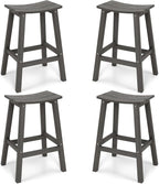 Weatherproof Bar Stools Set of 4, Saddle Seat, Bar Height Stools by LAHAAP