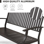 52" Outdoor Bench Weatherproof, Rust-Resistant Aluminum Metal Patio Garden Bench - Image 4