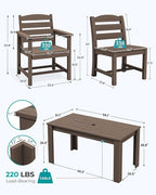 SERWALL Outdoor Dining Sets for 6, HDPE Dining Sets - Image 3