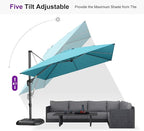 PURPLE LEAF 10 Feet Patio Umbrella Outdoor Cantilever Square Umbrella Aluminum - Image 6