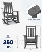 KINGYES Oversized Outdoor Rocking Chair Set of 8, All-Weather Patio Rocking - Image 3