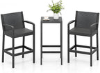 Tangkula 3 Pieces Patio Bar Set, Oudoor Curved Heavy Duty Bar Chairs and Square by TANGKULA