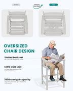 SERWALL Tall Adirondack Chairs Set of 2, Oversize Balcony Adirondack Chairs Set - Image 3