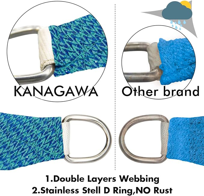 KANAGAWA 6'X10' Turquoise Mix Custom Size Sun Shade Sail Rectangle UV Block - Image 5