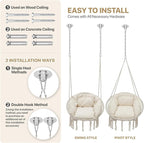 Monibloom Hanging Hammock Chair w/Large Comfy Cushion, Macrame Swing Chair - Image 6