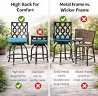 Kozyard Isabella Outdoor Swivel Bar Chairs, Counter Height Patio Bar Stools Set - Image 6