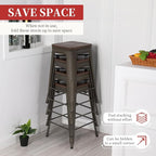 FDW Metal Bar Stools Set of 4 Counter Height Bar Stools 24 Inches Industrial - Image 5