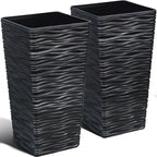 Worth Garden 2-Pack Black Tall Planter by WORTH