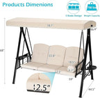 AECOJOY Outdoor Porch Swing, 3-Seat Porch Swing - Image 2