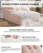 67 Inch Chaise Lounge Chair Indoor, Oversized Corduroy Upholstered Boneless - Image 4