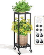 LASZOLA 2 Tier Black Metal Plant Stand Indoor Outdoor by LASZOLA