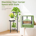 3 Tier Plant Stand Indoor Outdoor, 10in Wide Metal Tiered Tall Flower Pot - Image 4