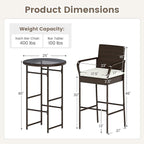 Tangkula 3 Piece Outdoor Bar Set, Patio Rattan Heavy Duty Bar Height Glass Top - Image 9