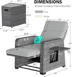 Restland Outdoor Recliner with Independent Adjustable Back & Footrest Wicker - Image 2