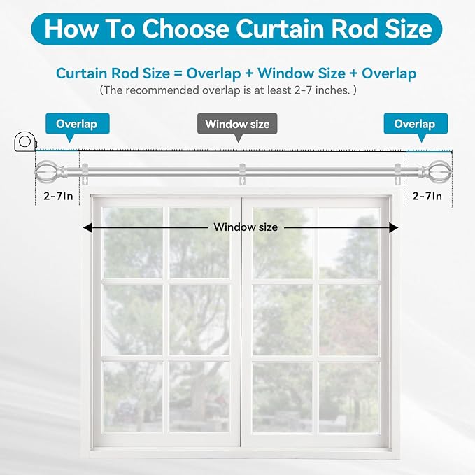 Silver Curtain Rods for Windows 28 to 48 Inch, 2 Pack 5/8" Diameter Heavy Duty - Image 4