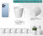 10 Pack 5 Inch Plant Pots with Drainage and Saucers, Stackable Nursery Planters - Image 2