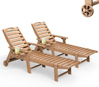 Lounge Chair Outdoor Set of 2, HDPE Chaise Lounge Outdoor, Pool Lounge Chair by Suunyn