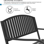 On Shine 50'' Outdoor Bench Weatherproof, Cast Iron All Metal Frame Garden Bench - Image 4
