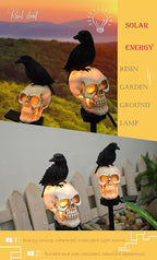Outdoor Solar Lights, Crow Solar Lights Outdoor Waterproof Halloween Skull Light - Image 5