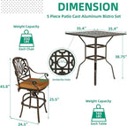 VIVIJASON 5-Piece Bar Height Patio Dining Set, All Weather Cast Aluminum - Image 6