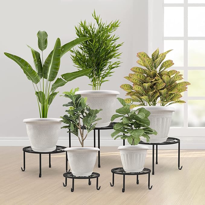 Plastic Flower Pots Planters For Indoor Plants, 4 Pack 14 Inch White Plant Pots - Image 6