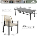 9 Pieces Patio Dining Set, 8 x Woven Rattan Chairs - Image 3