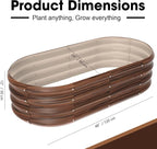 4x2x1ft Oval Galvanized Raised Garden Bed Outdoor 9-in-1 Large Metal Modular - Image 2