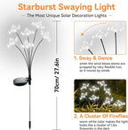 Solar Garden Lights 2 Pack Waterproof Solar Swaying Starburst Light Outdoor - Image 2
