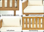 Merax Outdoor 3 Seater Daybed, Acacia Wood Day Bed Couch Sofa - Image 5