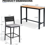 Crestlive Products Outdoor Bar Table and Chairs Set, 3 Piece Outside Patio Bar - Image 2