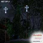 Alpine Corporation 34" Tall Outdoor Solar Powered Cross Pathway Light Stakes - Image 8