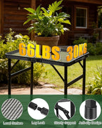 2Ft Small Folding Table with Carry Handle, Camping Table Adjustable Height - Image 7